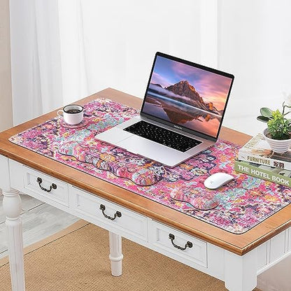 iLeadon Boho Desk Mat Set,Large Mouse Pad and Keyboard Wrist Rest