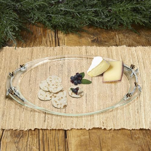 Fitz and Floyd Nature's Greeting Glass Serve Decorative Tray, 14 x