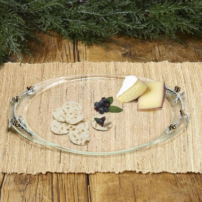 Fitz and Floyd Nature's Greeting Glass Serve Decorative Tray, 14 x