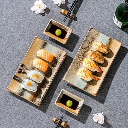 UNICASA Ceramic Sushi Plate Set for 2 people,Japanese Dinnerware Gift