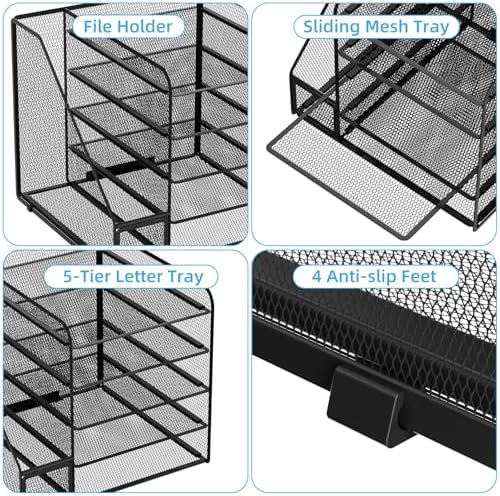 Marbrasse Desk Organizers and Accessories, 5-Tier Paper Letter Tray