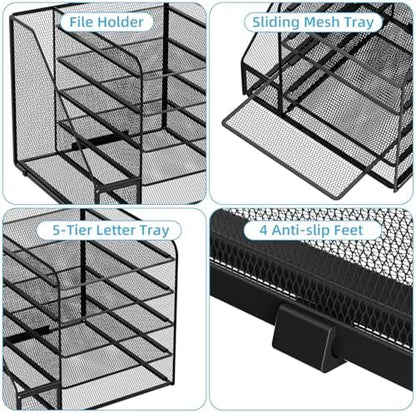 Marbrasse Desk Organizers and Accessories, 5-Tier Paper Letter Tray