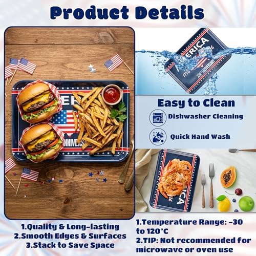 3Pcs 250th Anniversary Patriotic Serving Trays for Dinner Party