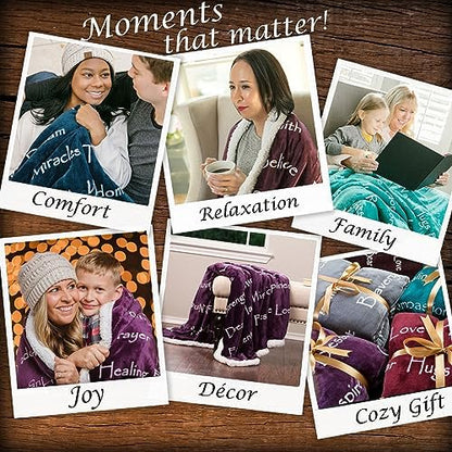 Chanasya Premium Harmony Inspirational Words Faux Fur Throw Blanket