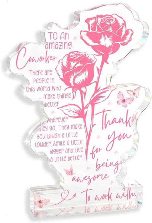 Best Thank You Gifts for Women Female Coworker Acrylic Gift Ideas, Coworkers Appreciation Gifts for Women Men, Amazing Coworker Acrylic Desk Sign Decor