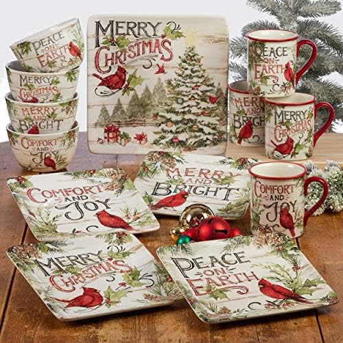 Evergreen Christmas 16x12 Rectangular Serving Platter with Santa &