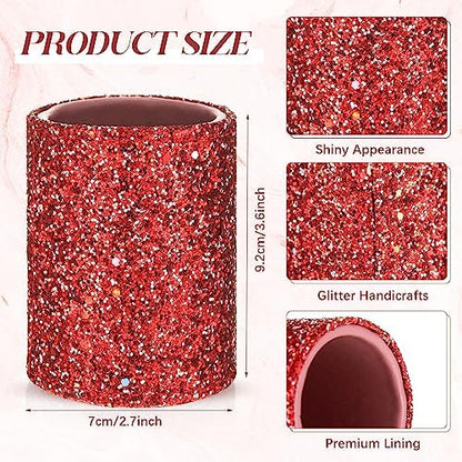 Sabary 8 Pcs Red Diamond Pens with Glitter Desk Pen Holder for Women