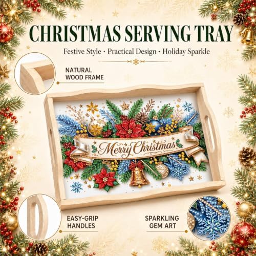 ARTopet DIY Diamond Art Painting Serving Tray Holiday Wooden
