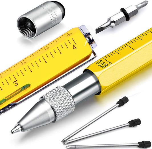Gifts for Men, Hongred 6 in 1 Multitool Pen, Stocking Stuffers for Mens Gift for Him Husband, Father's Day for dad, Birthday for Men, Tools Cool Gadgets, Office Gift
