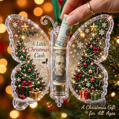 Christmas Cash Gift Butterfly Ornament,Acrylic Holiday Money