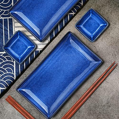 Ceramic Sushi Serving Tray Sets 2, 6 Pieces Japanese Style Porcelain