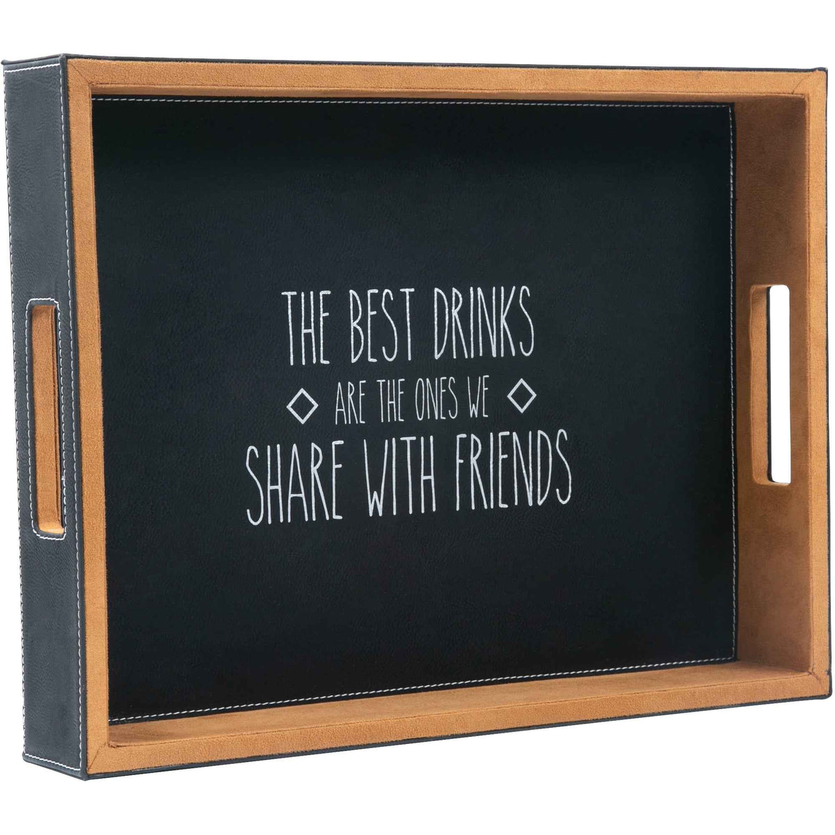 Pavilion Best Drinks Vegan Leather Serving Tray, 16 x 12 in