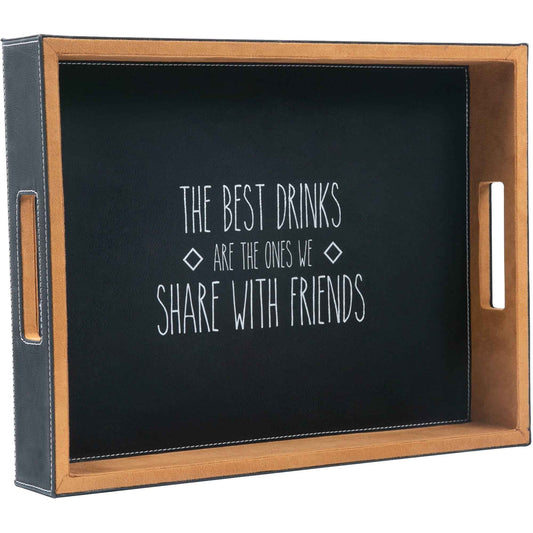Pavilion Best Drinks Vegan Leather Serving Tray, 16 x 12 in