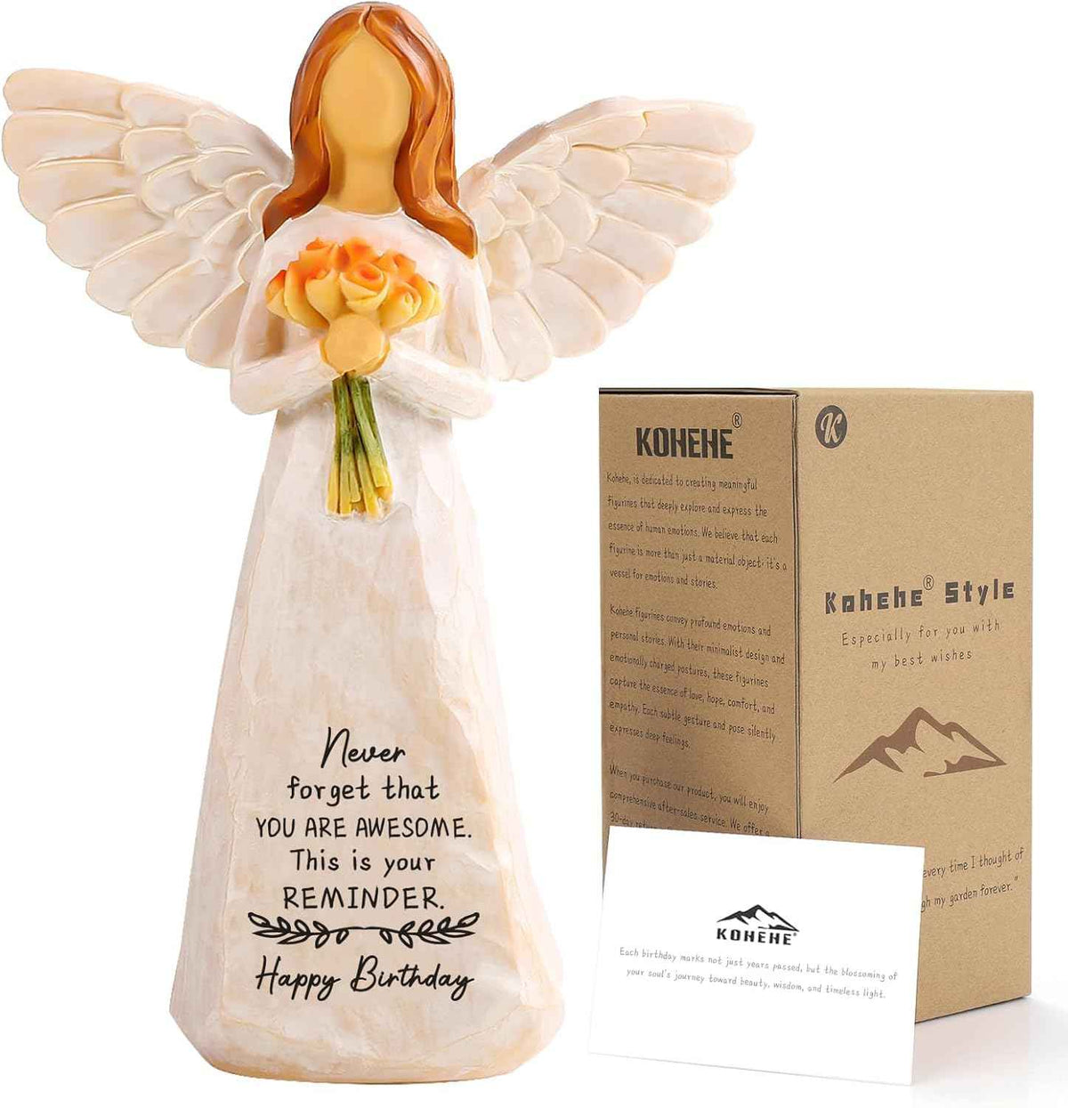 Birthday Gifts for Women, 5.5” Resin Angel Figurine - Happy Birthday Gifts | Womens Birthday Gifts, Happy Birthdays Party Decorations, Unique Birthday Gifts for Mom, Grandma, Daughter, Sister, Friend