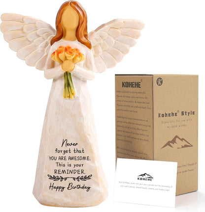Birthday Gifts for Women, 5.5” Resin Angel Figurine - Happy Birthday Gifts | Womens Birthday Gifts, Happy Birthdays Party Decorations, Unique Birthday Gifts for Mom, Grandma, Daughter, Sister, Friend