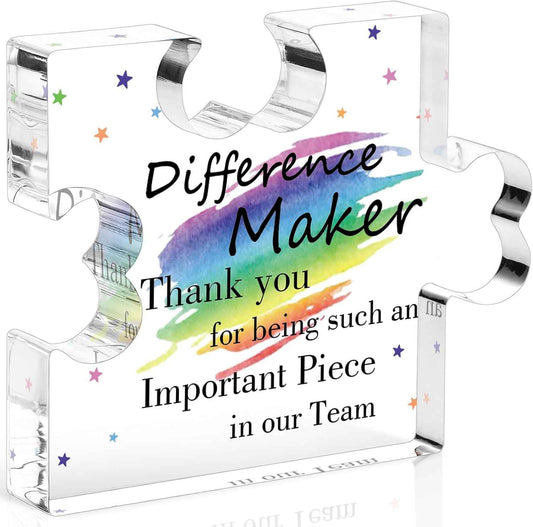 Funnli Difference Maker Employee Appreciation Gifts Acrylic Plaque | Thank You Gifts for Woman Men, Farewell Appreciation Retirement Gift for Bus Driver Coach Boss Coworkers Nurse Teacher