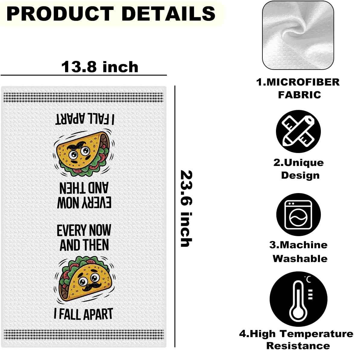 4PCS Funny Kitchen Towel, Cute Decorative Dish Towels Sets | Absorbent Waffle Hand Towels, Housewarming Gifts for New Home, Women, Mom, Funny House Warming Presents, Hostess Gifts
