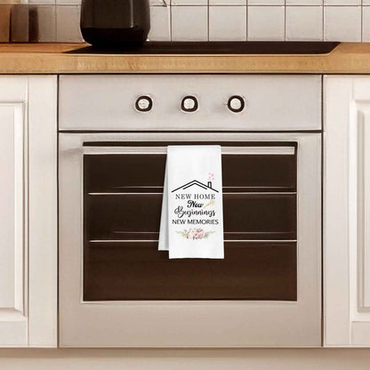 House Warming Gifts Kitchen Towels, Housewarming Gifts New Home Dish Tea Towels, New Home Beginnings Memories Decorative Hand Towel for Bathroom Kitchen, 16x24 Inch