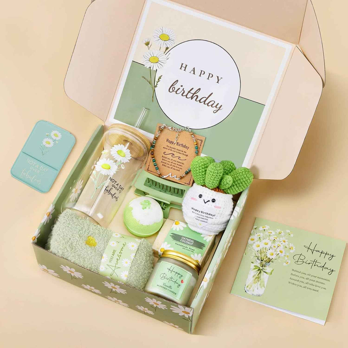 Birthday Gifts For Women 11PCS Womens Birthday Gifts Birthday Box Basket | Sage Green Birthday Box for Woman,Gifts for Women Birthday Gifts for Mom,Daughter,Aunt,Best Friend,Coworker Birthday Basket