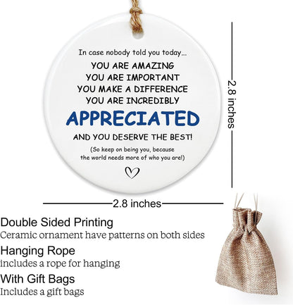 Thank You Gifts for Women Men - Appreciation Gifts for Coworker,Inspirational Gift Ideas Leaving Job Gifts Goodbye Farewell Appreciation Gift Ceramic Ornament