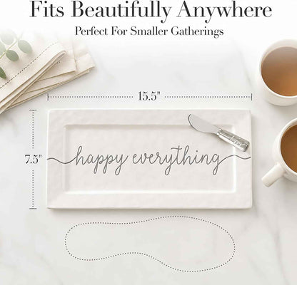 Mud Pie Happy Hostess Serving Platter, White | White, Hostess Gifts for Women