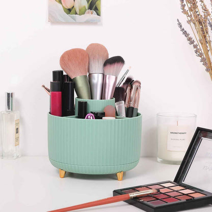 SKYDUE 360 Degree Rotating Desk Organizer, Dual-Purpose Pencil Pen Holder for Desktop, Rotating Desk Pen Organizer with 5 Slots, Pencil Cup for School, Home, Office Supplies (Bean Green)