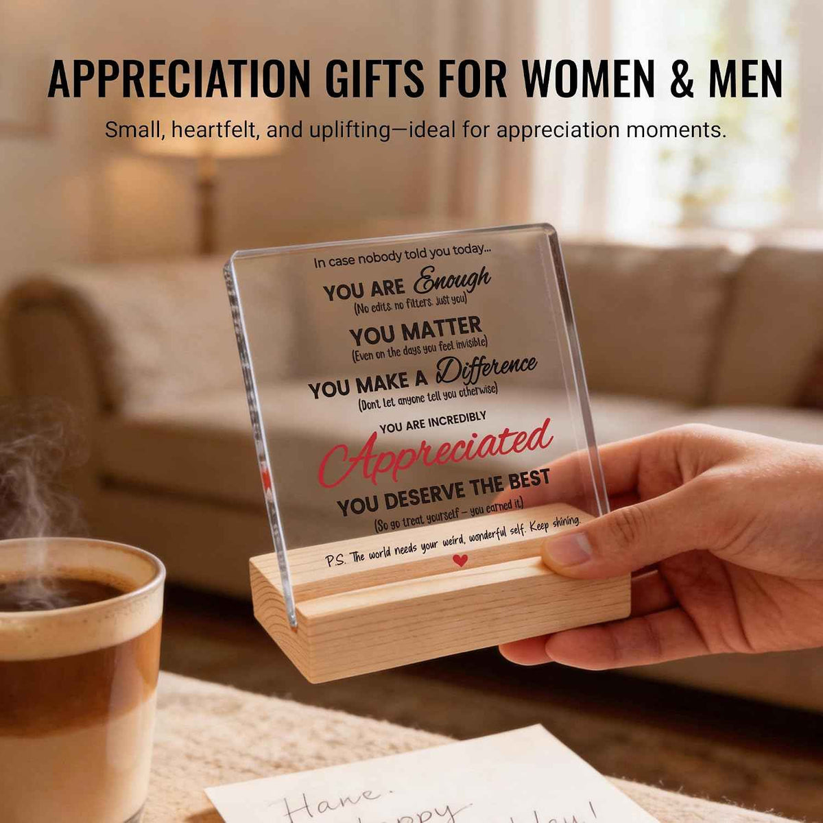 Appreciation Gifts for Coworkers Colleagues Counselor Employees Women, Office You Are Enough Thank You Gifts for Men Women Friends, Acrylic Motivational Desk Decor Sign