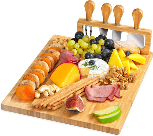 Bamboo Cheese Board and Charcuterie Boards Set & Serving Tray | House Warming Gifts for New Home, Wedding, Bridal Shower & Birthday, for Women