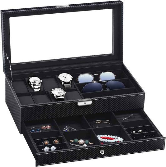 Two-Tier Watch & Jewelry Organizer in Black