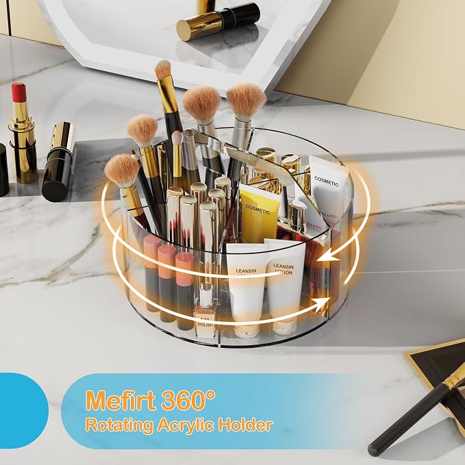 Six-Compartment Rotating Acrylic Desk Organizer - Field & Blessing