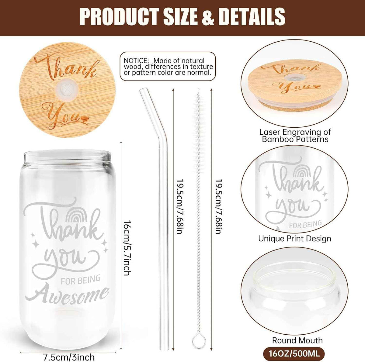 8 Set Employee Appreciation Gifts Glass Cups, 16oz Can Coffee Cups | Beer glass cup, thank you gifts for staff coworker, gift box, hanging cards and coaster, birthday gift for team, men, women