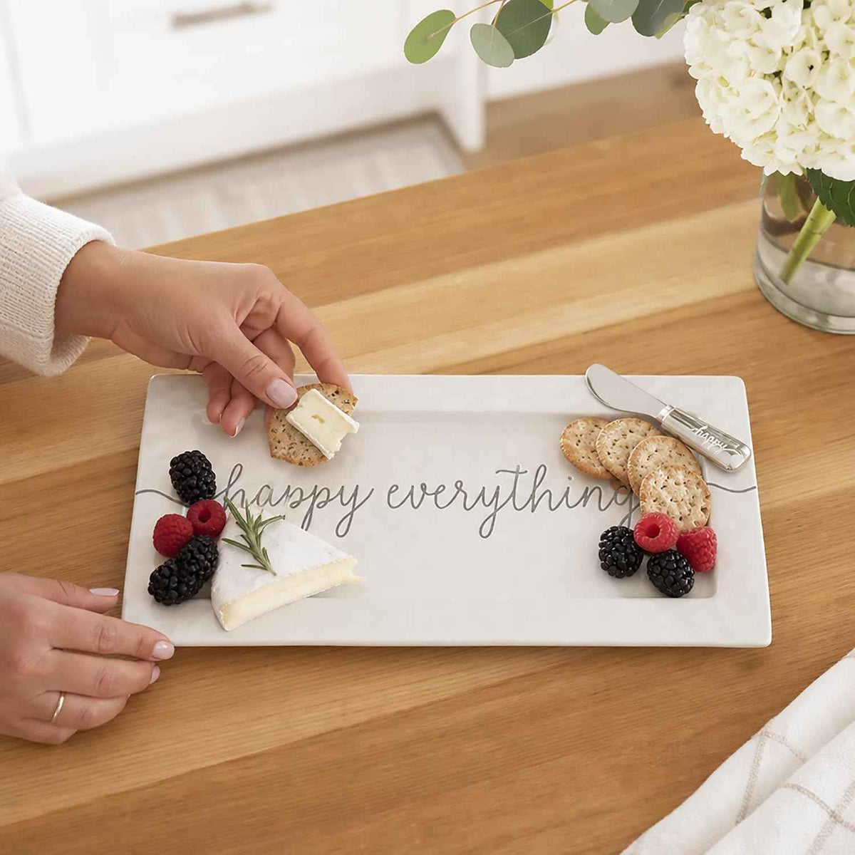 Mud Pie Happy Hostess Serving Platter, White | White, Hostess Gifts for Women