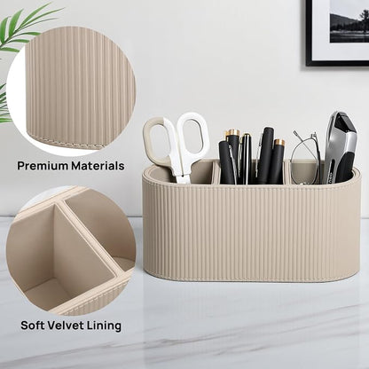 Three-Compartment Leather-Look Remote & Desk Organizer - Field & Blessing