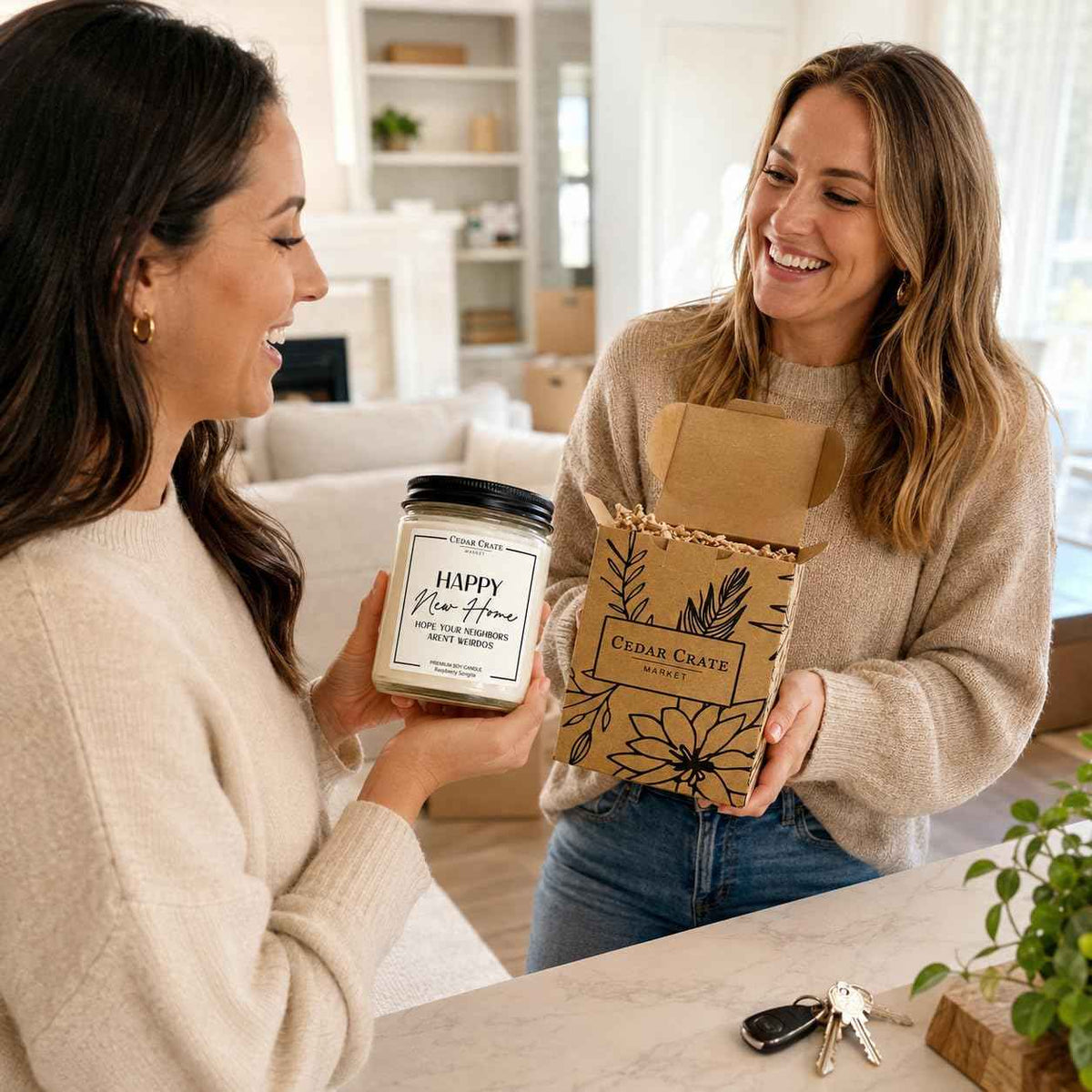 Cedar Crate Market House Warming Gifts New Home – Funny New Homeowner Candle for Women & Men, First Apartment Essentials, Closing Gift for Home Buyers – Raspberry Sangria Soy Candle, Made in USA