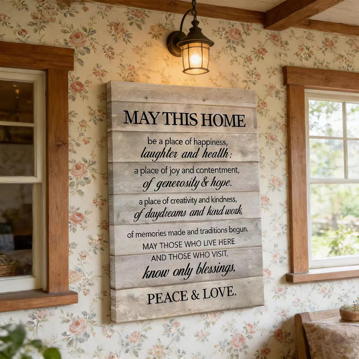 New Home Canvas Wall Art May This Home Be a Place of Happiness Painting Picture Wall Decor Inspirational Quote Poster Prints Artwork House Warming Gifts 12x16in