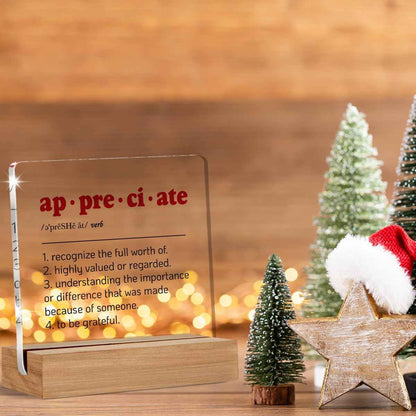 Appreciation Gifts, Appreciation Gifts for Coworkers, Friends, Thank You Gifts for Women, Men, Appreciate Definition Acrylic Sign, Desk Decor 4 x 4 Inches