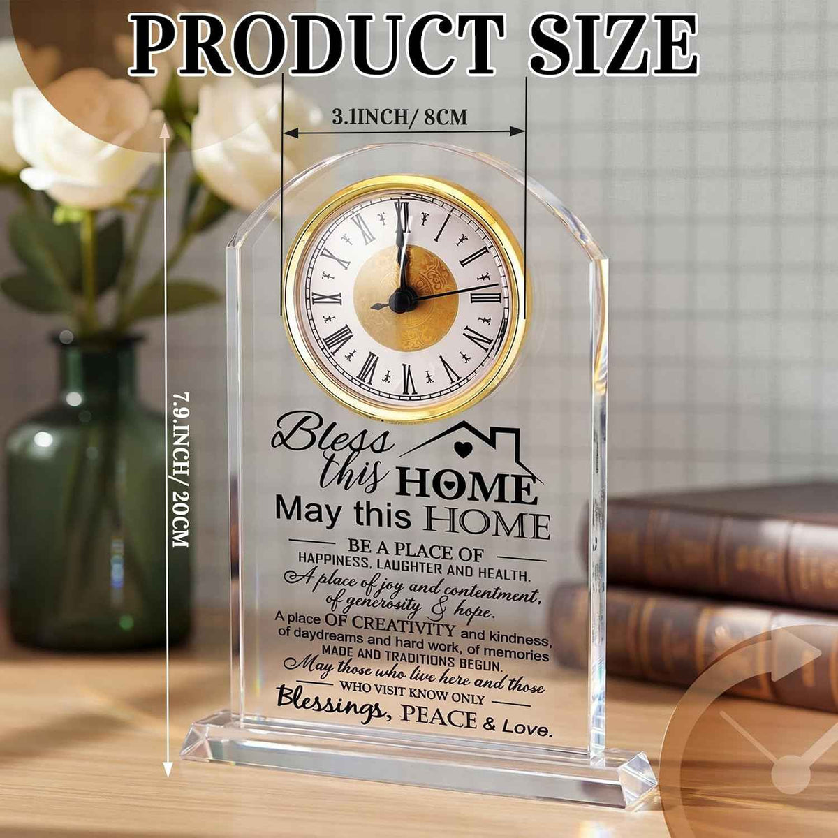 Landical House Warming Gifts New Home Crystal Clock Acrylic Keepsake Home Warming Gifts Housewarming Couple Presents Ideas for New House Blessing Homeowner Women Men Friend Family Decor(Whimsical)