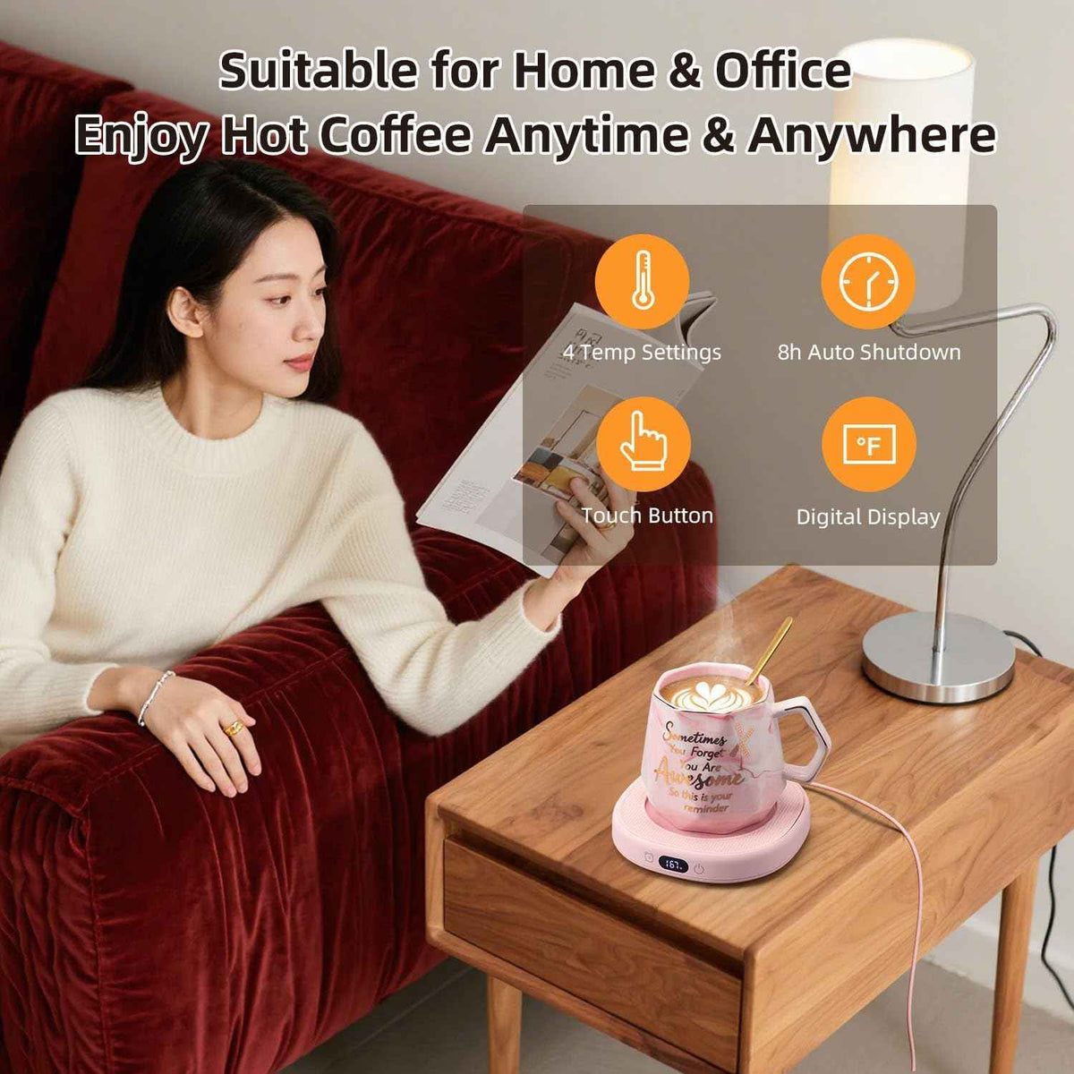 Coffee Mug Warmer Set Smart Electric Heated Cup Beverage Tea Candle Plate