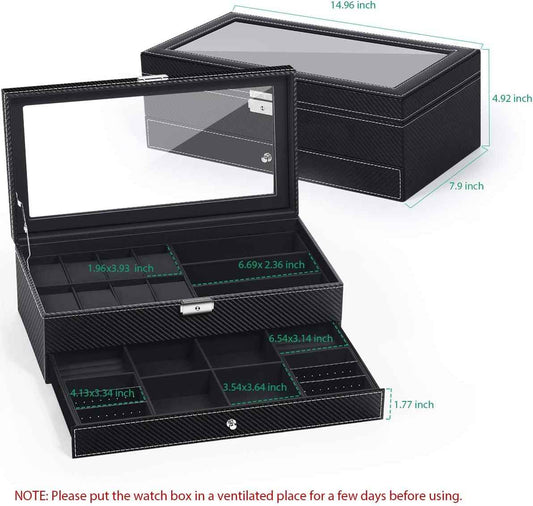Two-Tier Watch & Jewelry Organizer in Black