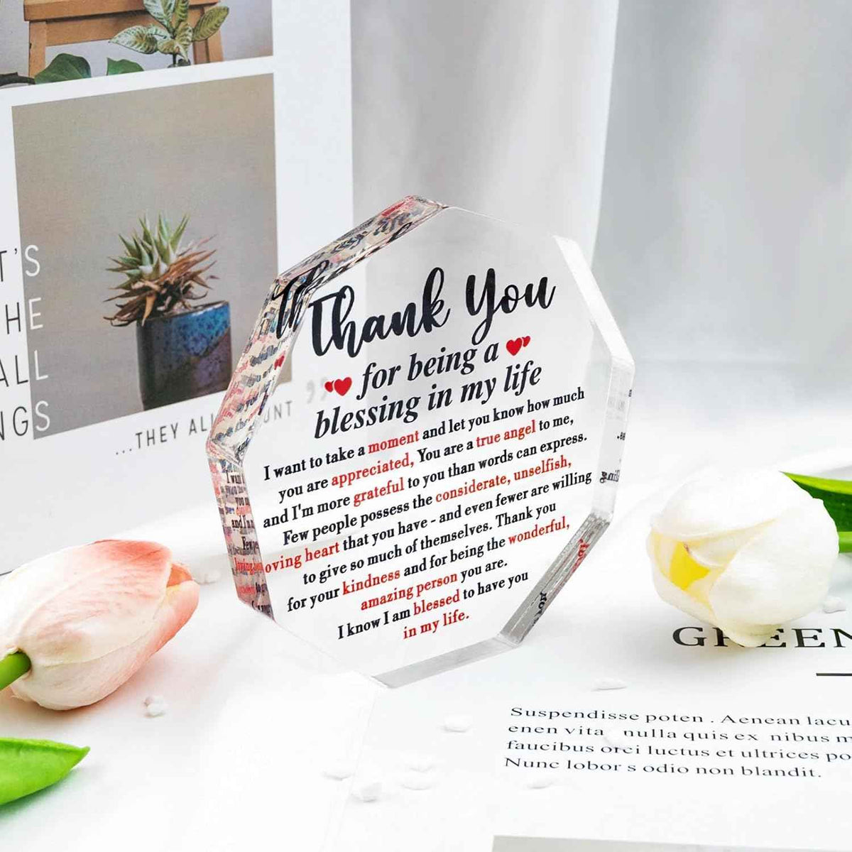 Thank You Gifts for Men Acrylic Plaque Home Office Decor | Appreciation Gift for Women Friends Coworkers Mentor Family Friend Present Ideal for Christmas Thanksgiving Day Birthday