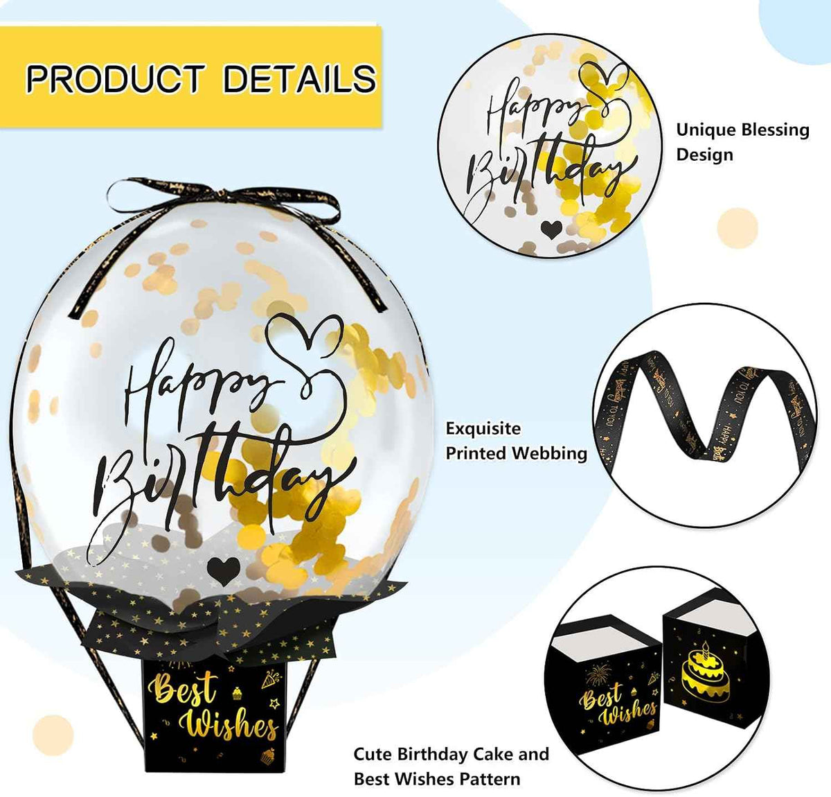 UQM Birthday Money Box for Cash Gift Pull, Funny Pull Money Balloon Box | Happy Birthday Surprise Set, Birthday Gifts for Women Men Best Friend Girlfriend Wife Sister