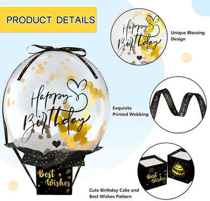 UQM Birthday Money Box for Cash Gift Pull, Funny Pull Money Balloon Box | Happy Birthday Surprise Set, Birthday Gifts for Women Men Best Friend Girlfriend Wife Sister