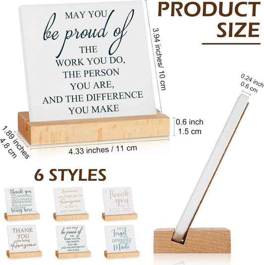 Sieral 6 Packs Employee Appreciation Gifts for Women Desk Decor with Inspirational Thank You Sign Coworker Appreciation Gift for Back to School Teacher(Thanks,Multicolor)