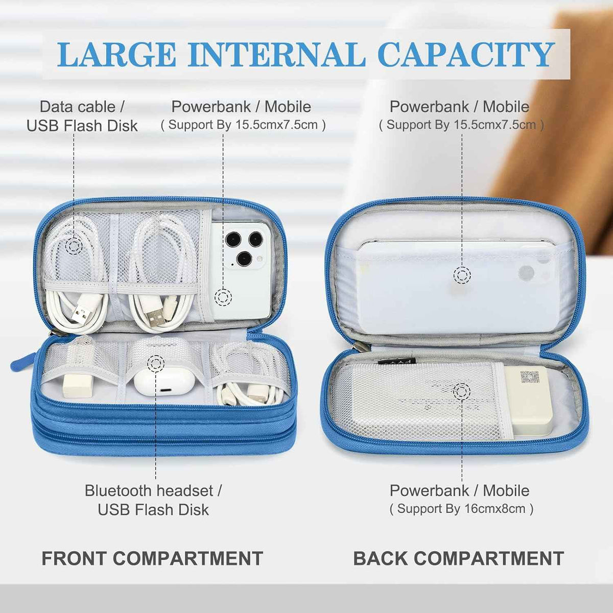 FYY Electronic Organizer, Travel Tech Pouch Bag, Cable Organizer Cyan