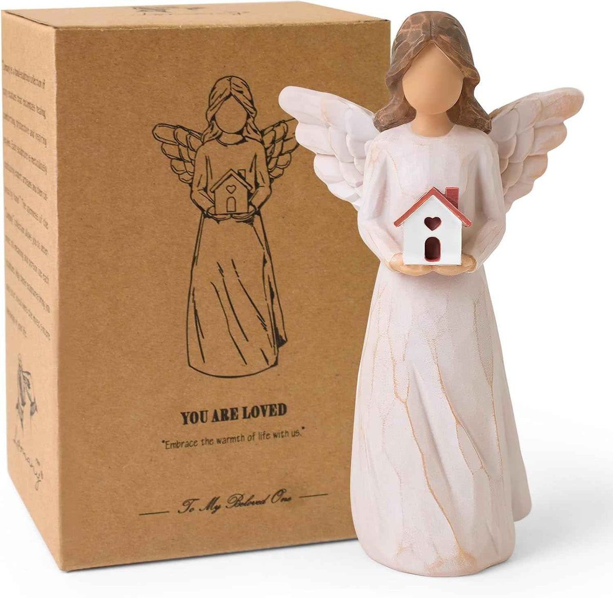 Housewarming Gifts New Home, Angel with House Figurines Hand-Painted | House warming Gifts Ideas for Women, Men, Couple, First Time Home Buyers, Homeowners