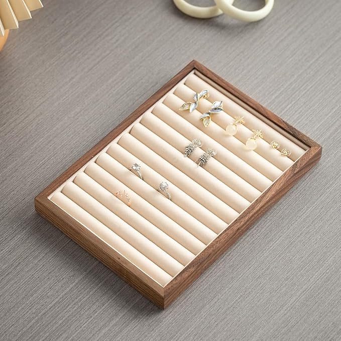 Black Walnut & Velvet Jewelry Tray - Field & Blessing