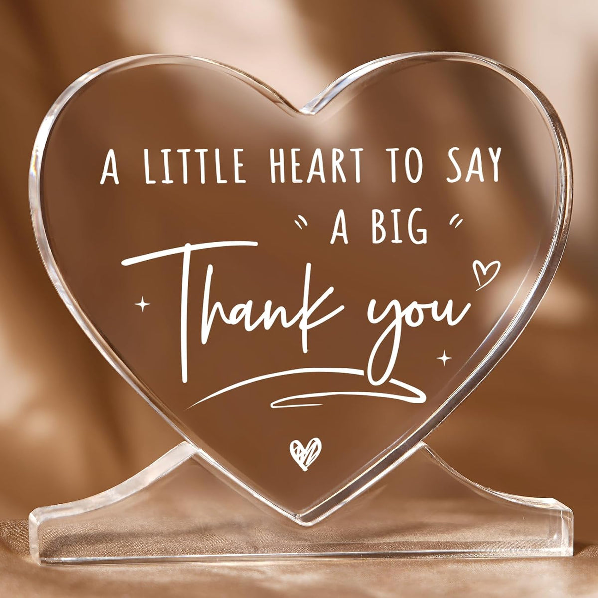 Thank You Gifts for Women, Men, Teacher Appreciation Gifts | Administrative Professional Day, Heart-Shaped Acrylic Desk Decor, Volunteer Nurse Employee Coworker Boss Appreciation