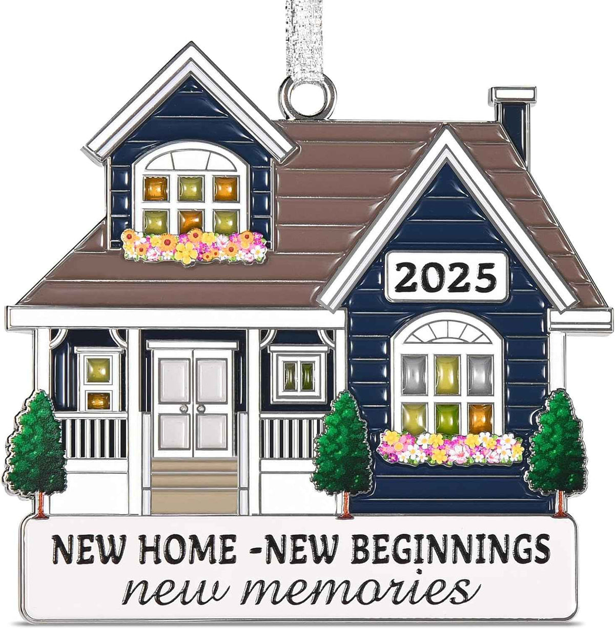 New Home Ornament 2025 - Metal House Warming Gifts New Home Ornament, Housewarming Gift Ideas for Women Couple Homeowners, First House Ornaments for Christmas Decoration-New House New Beginnings