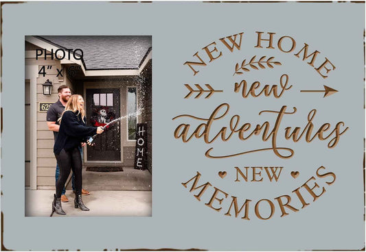 Yudarte Housewarming Gifts For New Home - Engraved Picture Frame 4x6 Inches Photo - Unique First Time House Owner Gifts for Men and Women