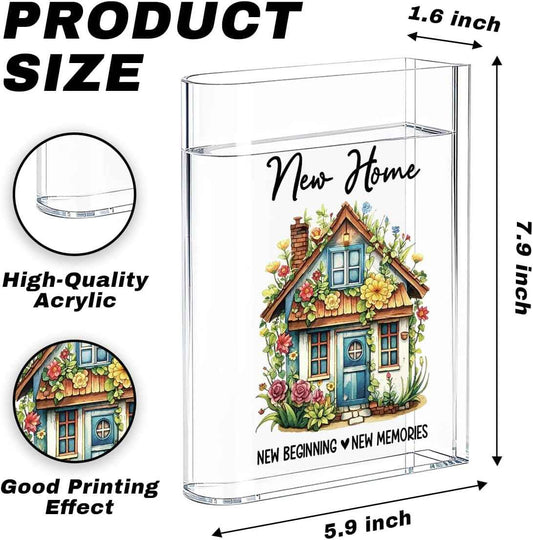 Housewarming Gifts New Home New Homeowner Acrylic Book Vases for Flowers | House Warming Gifts for Women Men Friend Couple New House Reading Nook Decor Book Flower Vase